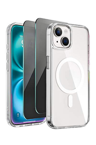 Evax 2H1M iPhone 15 Uyumlu 2 Hayalet Cam Ekran Koruyucu & 1 Magsafe Kılıf