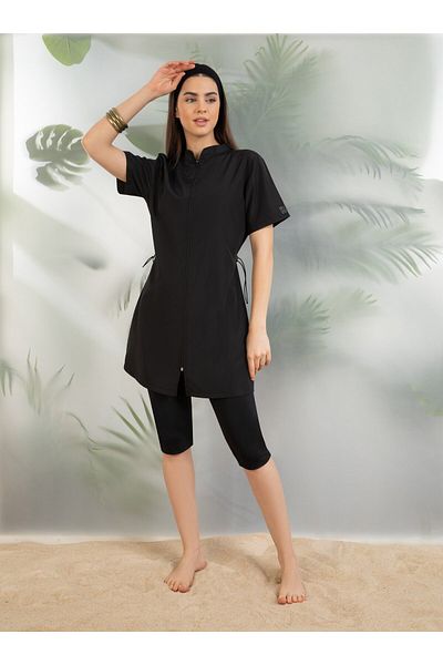 Mayo Bella Parachute Half Closed Swimsuit - Black - Swimsuit Bella