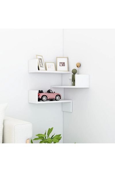 vidaxl Wall Corner Shelf White 40x40x50 cm Engineered Wood