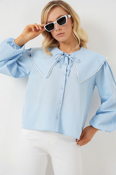 Bigdart Women's Baby Collar Shirt 20314 - Blue