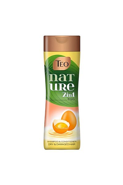 Teo Sampon pentru Par Uscat si Deteriorat Teo Nature 2 in 1 Egg, cu Ou, 350 ml