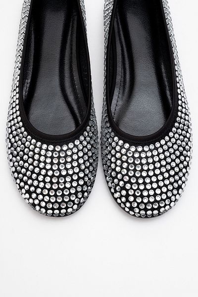 LuviShoes Runway Black Mesh Stone Women's Ballerina Shoes