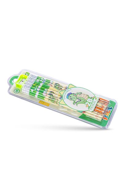 Eazy Kids 12 - Pack 2B Pencils w/ Eraser Includes Sharpener - Light Green