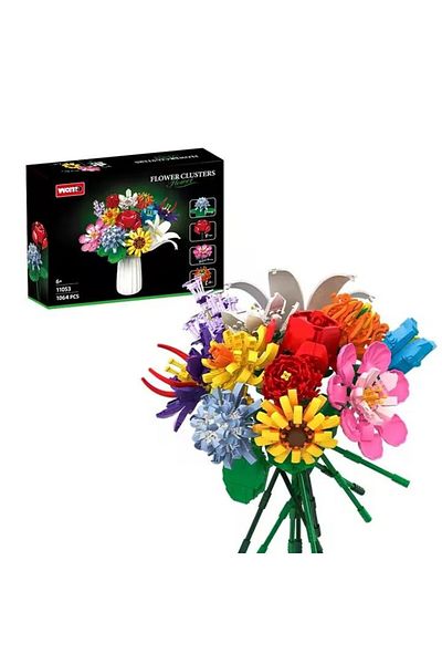 WOMA Woma Toys® Construction Set – Flower Bouquet, 1,064 Pieces, 12 Wonderful Flowers