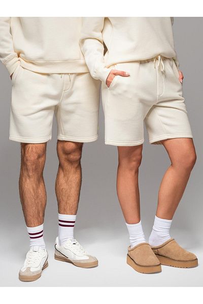 OMBRE Unisex-Sweatshorts mit Kordelzug in der Taille - creme V2 OU-SRBC-0101 M/L