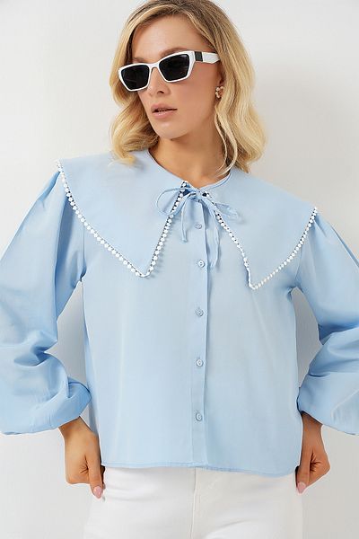 Bigdart Women's Baby Collar Shirt 20314 - Blue