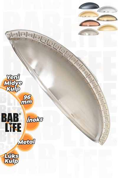 bablife مقابض أثاث جديدة من نوع Midye مقاس 96 مم من Inoks Sandal Dish فاخرة وحديثة لخزانة الملابس