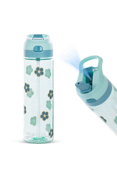 Eazy Kids Flora Tritan Water Bottle W/ Spray 750ml - Gitter Green