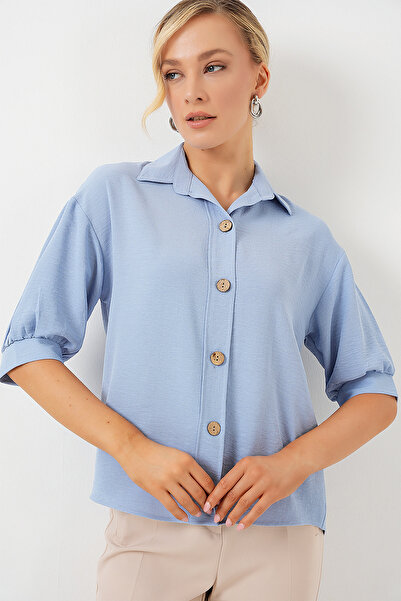 Bigdart Short Sleeve Oversize Linen Shirt 20240 - B.Blue