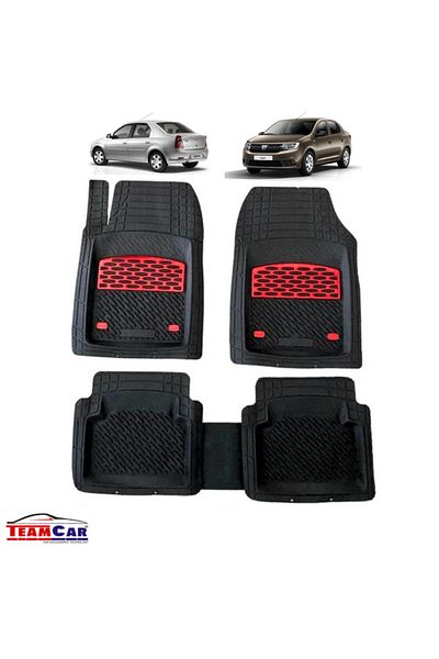 Generic TEAMCAR® Tray Type Car Mats Compatible with Dacia Logan Full Protection, Red-Black