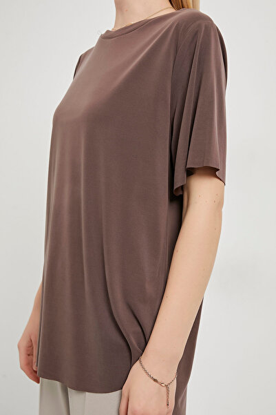 Arma Life Γυναικείο μπλουζάκι Crew Neck Modal Casual Brown Basic