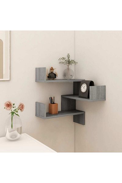 vidaxl Wall Corner Shelf Grey Sonoma 40x40x50 cm Engineered Wood