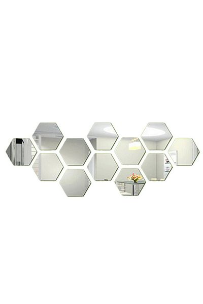 OEM Set of 12 Mirror Wall Stickers, DIY Home Decorative Hexagon, For Home Living Room
