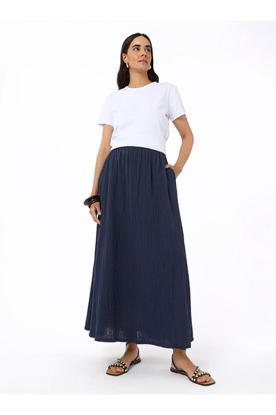 Benin Βαμβακερή φούστα μουσελίνας - Navy Blue - Benin