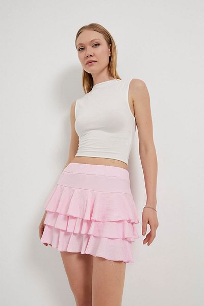 Arma Life Fusta mini evazată roz, elastică, strânsă, pentru femei