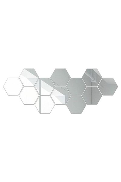 OEM Set de 12 oglinzi hexagonale, autoadezive, 15,5 x 17,5 cm, decor de perete