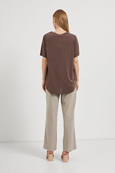 Arma Life Γυναικείο μπλουζάκι Crew Neck Modal Casual Brown Basic