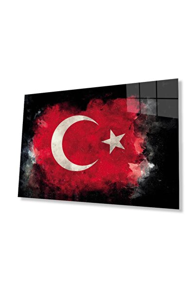 idealizbiz Fundal negru Drapel turcesc Moon Star Sticlă Fundal negru Fundal n...