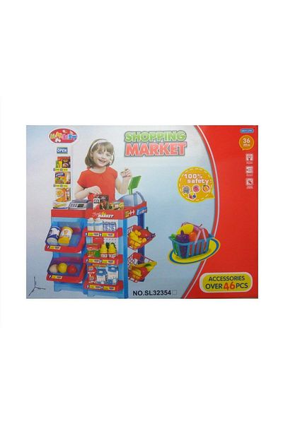 rexa Kids Supermarket Play Set with Shopping Cart – 46-Piece