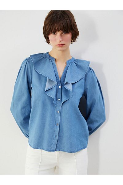 LC Waikiki Lcw  Collar Women's Jean Shirt