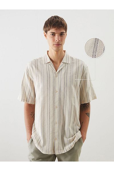 LC Waikiki New Season Regular Fit Short Sleeve Striped Men's Textured Shirt - S5N844Z8