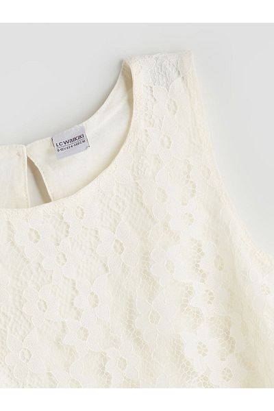 LC Waikiki New Season Crew Neck Lace Λεπτομερής Παιδική Μπλούζα για κορίτσια - S5MA71Z4
