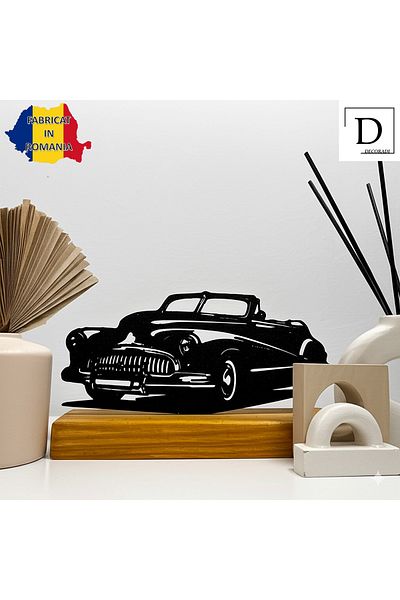 OEM "Elegance '50s" decoration with natural wood base, 9 cm, black, 3D printed