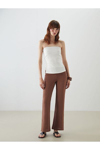 LC Waikiki New Season Elastic Waist Self Patterned Women's Trousers - S5Nm43Z8