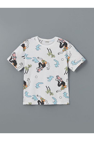 LC Waikiki New Season Crew Neck Printed Combed Cotton Men's T-Shirt - S58675Z4