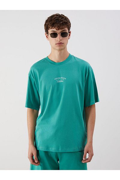 LC Waikiki New Season Crew Neck εμπριμέ χτενισμένο βαμβακερό ανδρικό Tisort - S5QN83Z8