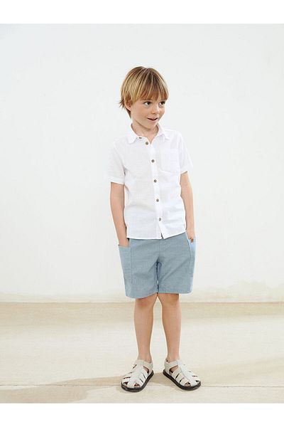 LC Waikiki Blue Basic Pocket Boy's Poplin Shirt