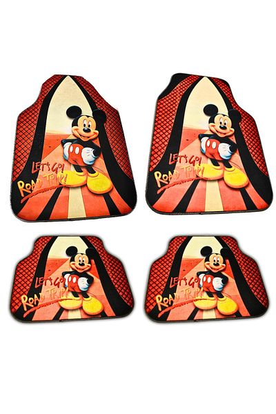 Generic Decomat Car Mats – Set of 4 Pieces, Anti-Slip "Road Trip" Print