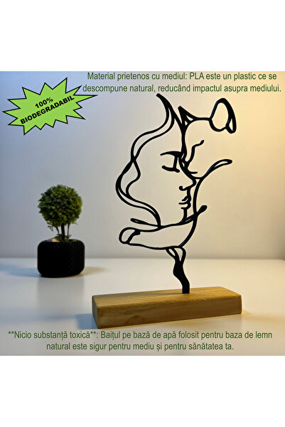OEM Decoratiune "Spirite Inrudite" cu baza din lemn , 21 cm, negru, imprimat 3D