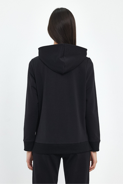 VENA Φούτερ Gwen με φερμουάρ με σχισμή στο πλάι - ΜΑΥΡΟ