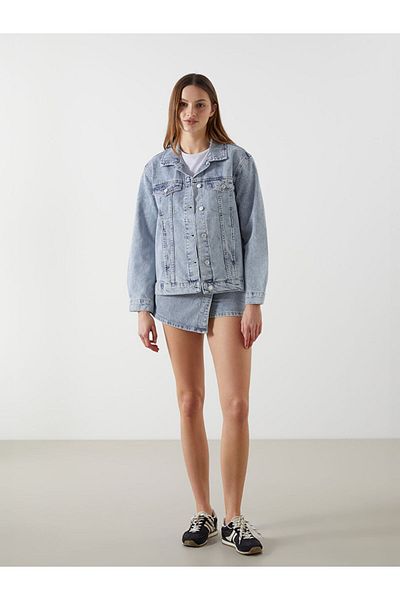 LC Waikiki Jachetă de jeans oversize pentru femei de sezon nou - S53968Z8