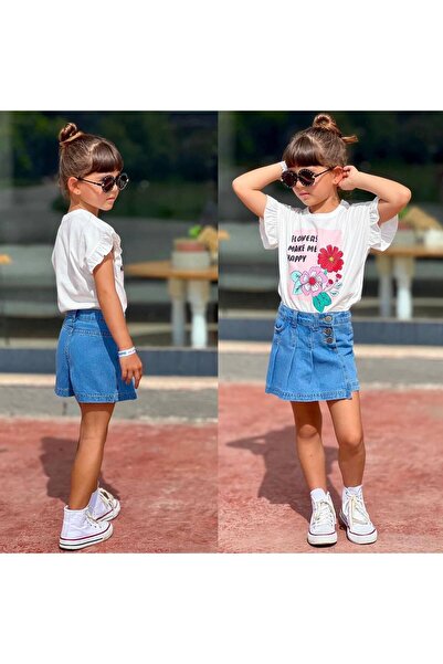 RAPAPA Комплект с къс ръкав за момиче от пениран памучен трикотаж 7178