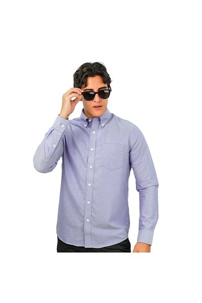 Giordano Men's Wrinkle-Free Cotton Oxford Long Sleeve Shirt