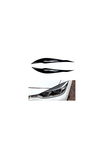 AUTOREY Set of 2 Headlight Eyelids Ornaments BMW 3 Series F30 F31 F32 F33 F36 2011-2018, Glossy Black