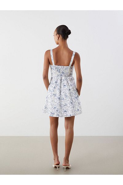 LC Waikiki Rochie mini cu bretele florale cu guler pătrat de sezon nou - S5PD47Z8