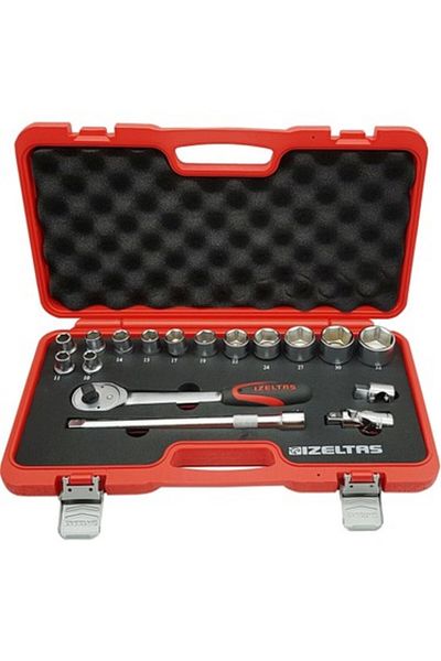 İzeltaş İzeltaş Six Corner Socket Set Key 1/2" 17 Pieces