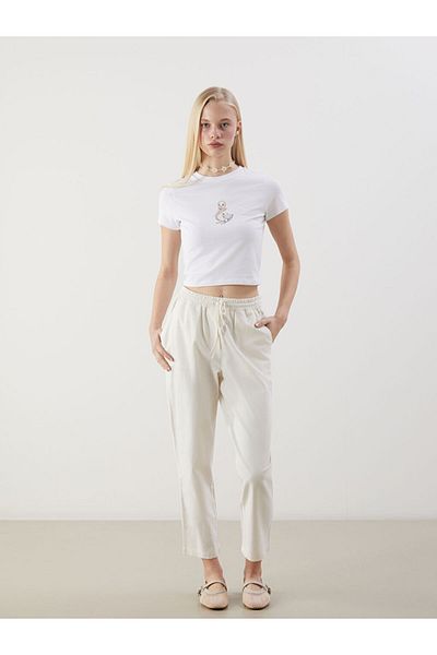 LC Waikiki New Season Women's Linen Blend Trousers with Elastic Waist - S5Ls99Z8