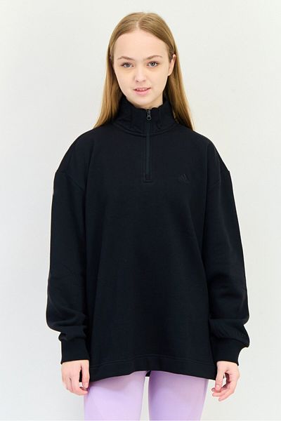 adidas Women Half Zip Sportswear Fit Long Sleeve Outdoor Sweatshirts, Black