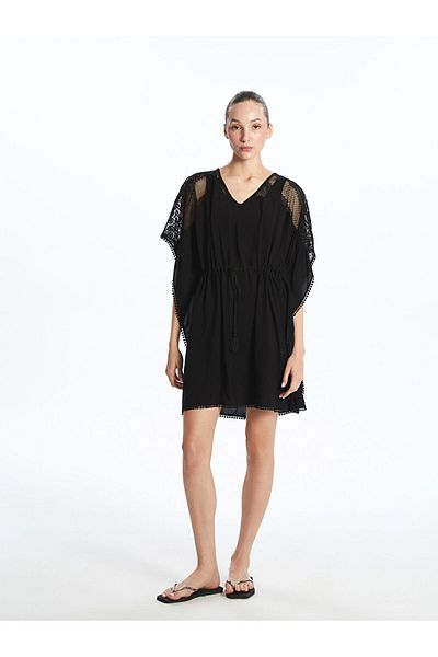 LC Waikiki New Season V-Neck Lace Detail Beach Dress - S54243Z8