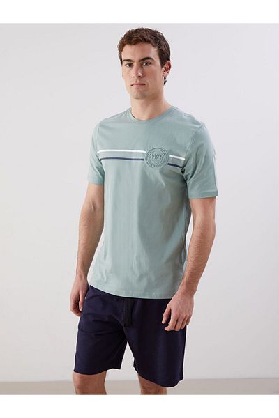 LC Waikiki Νέα σεζόν Crew Neck κοντομάνικο εμπριμέ χτενισμένο βαμβακερό ανδρικό Tisort - S5FA28Z8
