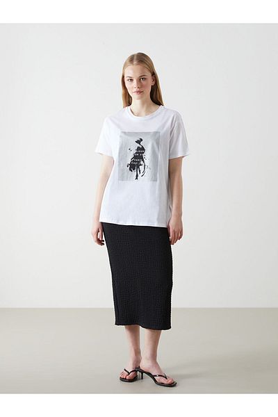 LC Waikiki Tricou pentru femei cu decolteu rotund Paris Printed New Season - S5DI99Z8