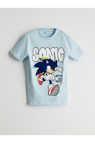 LC Waikiki Tricou pentru băiat cu paiete, cu decolteu, imprimat cu sunet, nou sezon - S5DQ89Z4