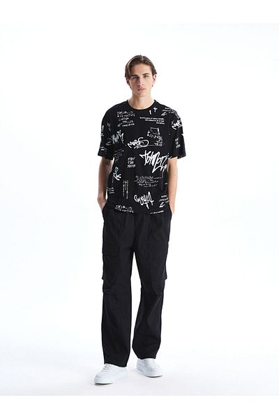 LC Waikiki New Season Crew Neck εμπριμέ χτενισμένο βαμβακερό ανδρικό Tisort - S5FD77Z8