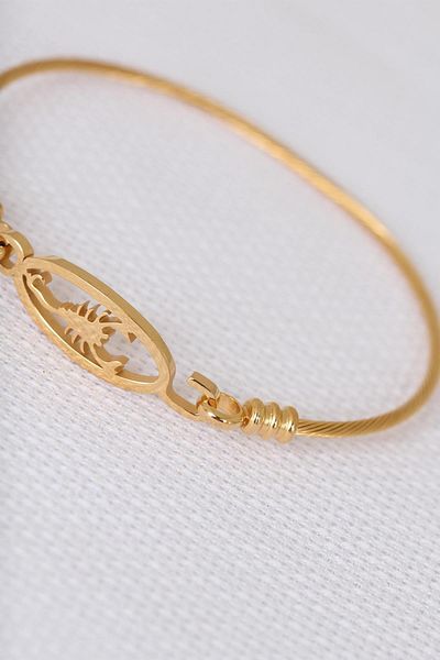 Celira Gold Steel Scorpion Men's Handcuff Bracelet