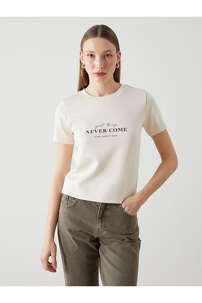 LC Waikiki Νέα σεζόν Crew Neck Printed Γυναικείο Tisort - S5EJ42Z8