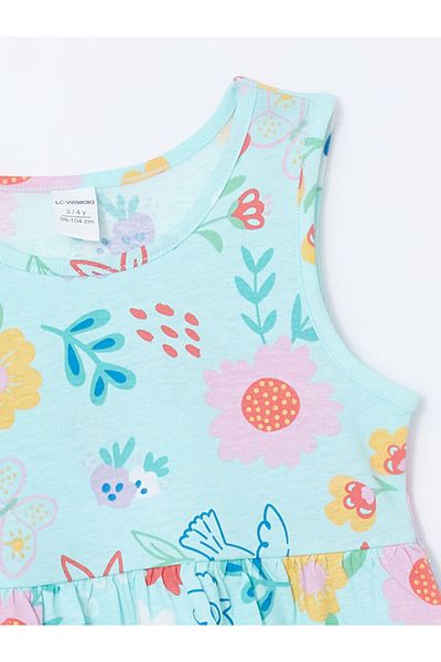 LC Waikiki Νέα σεζόν Crew Neck Printed Girls Παιδικό Βαμβακερό Φόρεμα - S5DR21Z1